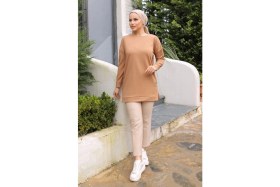 Resim Derin Stok Yeni Stil Bej Arma Detay Tunik 10020 