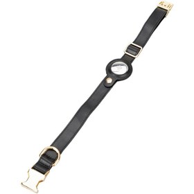 Resim Hakiki Deri, El Yapımı, Apple Airtag Yuvalı Köpek Tasması, 34-50cm Ayarlanabilir Ölçü, Rustik Siyah 