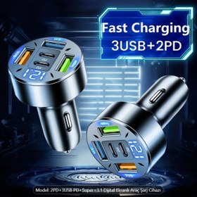 Resim shop Usb Type-c Araba Hızlı Şarj Cihazı 5 Port Pd Xiaomi Iphone 12 13 14 Pro Samsung 