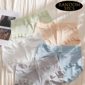 Resim 5'li Rastgele Gelen Kadın Seksi İç Çamaşırı, Pürüzsüz Saten Kumaştan Yapılmış, Parlak Bir Bitişe Sahip, Serin Bir Yaz Hissi İçeren Buzlu İpek Lifli, Zarif Dantel Detaylı Üçgen Tasarımıyla Süslenmiştir. 