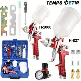 Resim TEMPS DETIR HVLP Püskürtme Tabancası Seti, 0.8mm/1.4mm Nozullar, H-827 & H-2000 Kablosuz Pnömatik Aletler, Yer Çekim Besleme Püskürtücü, Yüksek Atomizasyon için Primer, Duvarlar, Mobilya Yüzey Kaplama - Boya Tabancaları ve Aksesuarlar Kiti, Diğer Malzemeler, Şarj Edilmemiş Güç Modu 