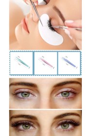 Resim Dahaus Mor Renk İpek Kirpik Cımbızı Metal İnce Uçlu Hassas İpek Kirpik Cımbızı Takma Lift Kirpik XLC503 