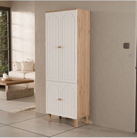 Resim 5084 Rapsody 4 Kapaklı Membran 5 Askılı Bohem Portmanto Sepet-beyaz Beyaz - Meşe 