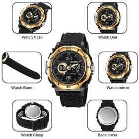 Resim Rogfer Skmeı 2098 Çok Fonksiyonlu Erkekler 50 M Su Geçirmez Termometre Çift Ekran Dijital Bilek Saati Siyah Çok Renkli Çok Renkli 