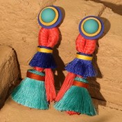 Resim Boho-Şık Renkli Lif Püskül Küpeler - Paslanmaz Çelik Çiviler, Plaj Tatilleri & Günlük Glam için Mükemmel 