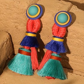 Resim Boho-Şık Renkli Lif Püskül Küpeler - Paslanmaz Çelik Çiviler, Plaj Tatilleri & Günlük Glam için Mükemmel 