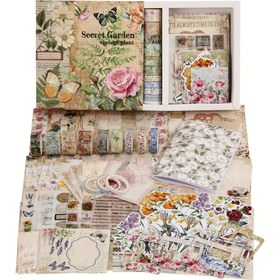 Resim Vintage Botanik Scrapbooking Malzemeleri Kiti, Bullet Junk Journal için Estetik Çiçek Scrapbook Kiti, 12 Rulo Washi Bant, DIY Günlük Malzemeleri için Sticker Kağıtlar, Kız Çocuk Kadınlar için El Sanatları Hediyesi 