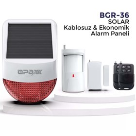 Resim OPAX Bgr-36 Solar Kablosuz Ekonomik Alarm Sistemi (siren+pır+manyetik Kontak+2 Adet Kumanda) 