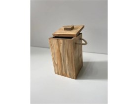 Resim Ip Tutamaklı Ahşap Çöp Kovası Küçük Boy Ahşap Banyo Çöp Kutusu Mutfak Çöp Kovası 