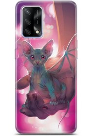 Resim Oppo A74 Uyumlu Kılıf Sfenks 30 Yavru Kedi Kenarları Şeffaf Kapak Pembe 