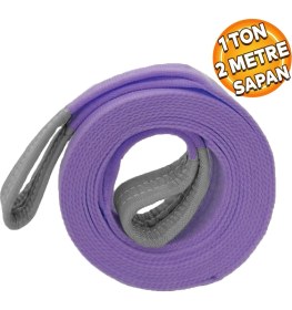 Resim Badem10 Sapan Polyester Spanzet 1 Ton 2 Metre Mor Sağlam Yük Kaldırma Taşıma Indirme Halat 