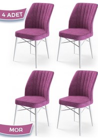 Resim Canisa Concept Flex Serisi 4 Adet Mor Sandalye Beyaz Gürgen Ayaklı Mor 