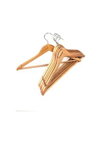 Resim Doğal Ahşap Elbise Askısı 48 Adet Natural Askı 44,5cm DE042 