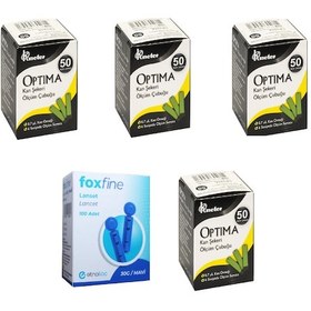 Resim Optima Şeker Ölçüm Çubuğu Strip 4 x 50'li + Lanset 100'lü 