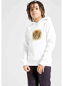 Resim Turuncu Bengal Kaplan Yüz Çizimi Baskılı Unisex Çocuk Sweatshirt Beyaz 