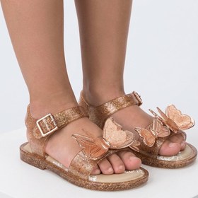 Resim Mini Melissa Fly Sandal III Kelebek Aplikeli Simli Bej Kız Bebek & Çocuk Sandaleti | 22-30 Numara | Melflex® Vegan | İkonik Kokulu 