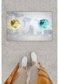 Resim Dijital Baskı Dekoratif Işlemci Kart Gri Kapı Önü Paspası K-1290 