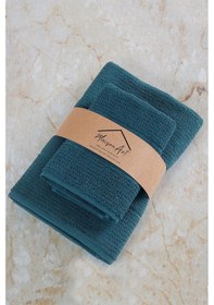 Resim Maisonart Royal 50x90 70x140 Cm 2'li Banyo Havlu Seti, %100 Pamuklu Havlu Takımı Petrol 