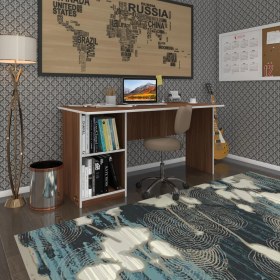 Resim Kenzlife ofis masası yoko ono cvz sol 75*130*80 raflı dolap eşkenar bilgisayar çalışma masası 