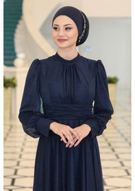 Resim Raika Moda Şık Tasarım Tül Kübra Abiye Lacivert 
