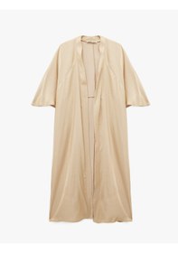 Resim Koton Rahat Kalıp Geniş Kol Uzun Saten Kimono Ceket Lıght Gold 6sak50100uw Lg2 