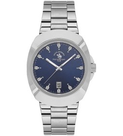 Resim Santa Barbara Polo Racquet Club Sb.1.10600-2 Çelik Kordonlu Suya Dayanıklı Metalik Renk Erkek Kol Saati Metalik 