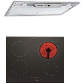 Resim Silverline 1170 Astec 60 CM Inox - VC8210B01 Gömme Aspiratör Ve Elektrikli Ocak İkili Ankastre Set 