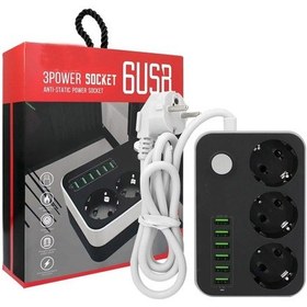 Resim 3 Lü Priz 6 Usb Coğaltıcı Akım Korumalı Priz 3.4a 
