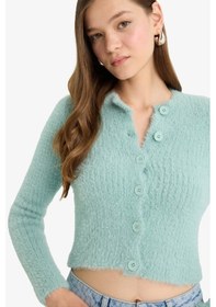 Resim Defacto Coool Slim Fit Dar Kesim Bisiklet Yaka Triko Hırka Z9318az25wngn86 Yeşil 