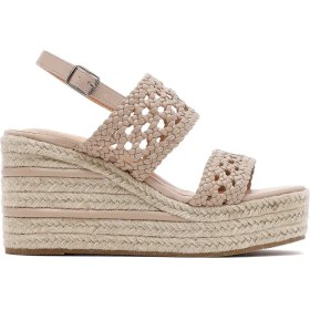 Resim Kadın Krem Örgü Bilekten Tokalı Dolgu Topuklu Espadril Sandalet 25SFE451729 