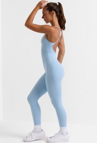 Resim Buz Mavisi Arkası Açık Tam Boy Unitard - XXL 