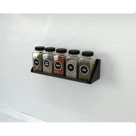 Resim Modern Metal Baharatlık Rafı / Minimalist Tasarım Mutfak Depolama Duvar Rafı Metal Raf Siyah 