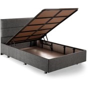 Resim Niron Yatak Niron Silver Baza Ve Başlık Seti 120x200 Cm Tek Kişilik Kaydırmaz Kumaşlı Gri Keten Baza Ve Başlığı 