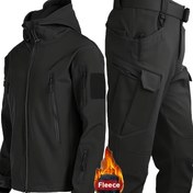 Resim Erkek Kapüşonlu Yumuşak Kabartma Ceket ve Pantolon Seti, Polyester Elastan Karışımı, Az Esnek, Düz Renk, Rüzgar Geçirmez, Çoklu Cep, Yürüyüş, Gündelik ve Outdoor Aktiviteler için, Dört Mevsim Uygun 