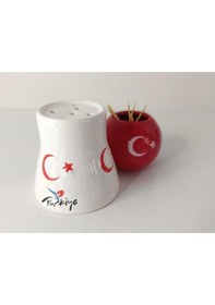 Resim Tuzluk Kürdanlık Seramik Biblo Masa Süsü Türk Bayrak Ay Yıldız Hediye 