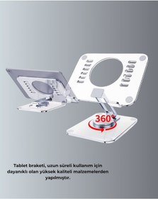 Resim Ilkeshop Katlanabilir Tablet Standı Ayarlanabilir Kaymaz Şeffaf Tasarım 