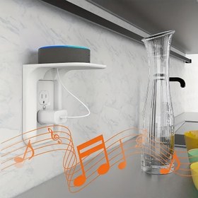 Resim 1 adet Yerden Tasarruf Sağlayan Priz Rafı Duvar Tutucu - Dekoratif, Kolay Kurulum, Akıllı Ev Hoparlörleri & Cihazları 4.54KG'a Kadar Destekler, ABS Malzeme, Mutfak & Ötesi İçin İdeal 