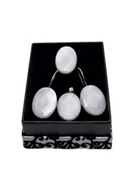 Resim Oya Silver İri Oval Sedef Işıltılı Gümüş Set&takım 