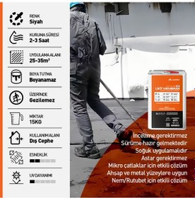 Resim Alkoru 15 Kg Zer Sıvı Zift Likit Membran Kauçuk Ve Elyaf Katkılı Su Yalıtım Malzemesi 
