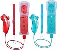 Resim Wii Remote Controller, 2 Packs Upgrade Wii Wireless Controller Compatible with Wii Wii U Console(Red and Blue) 