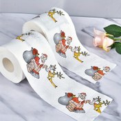 Resim Şenlikli Noel Tuvalet Kağıdı Rulosu: 10x10cm Noel Baba Baskılı Mendil, Neşeli Noel Ev Dekorasyonu, Noel ve Yılbaşı Partileri İçin Uygundur 