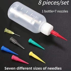 Resim 7 başlı oval sıkma şişesi seti, sanat boyama için çok yönlü, 50ml/1.7oz mini sıkma şişesi, yapıştırıcı şişesi, çeşitli nozul başlıkları ile donatılmış, el yapımı el sanatları, tel çizim kazanı ve tel sallama için ideal 