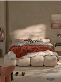 Resim Most Oktagon Bazalı Mdf Karyola 180x200 Bej Bukle Kumaş İşbir Kuştüyü Sünger Evinize Teslim 180 x 200 