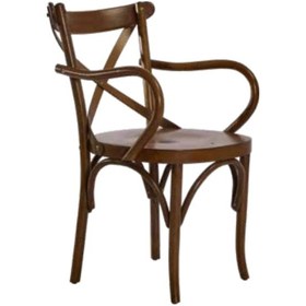 Resim Bengimobilya Sandalye Zus246 Çıta Çapraz Sırtlık Model Oval Tam Kolçak Koyu Ce 
