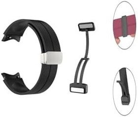Resim Gpack Samsung Galaxy Watch 6 44mm ile Uyumlu Silikon Mıknatıslı Ayarlanabilir Kordon, Bronz 