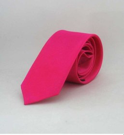 Resim Fuşya Çocuk Boy Düz Renk Saten Kravat - Ck-09 