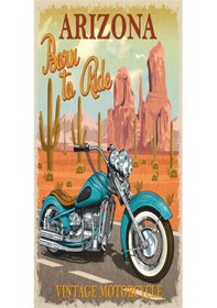Resim arizona motor (10 CM X 20 CM) mini retro ahşap poster 