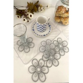 Resim Emtory Home Casablanca Model | 6 Adet Fincan Yanı Sunum Peçetesi - Gri Kokteyl Peçetesi 