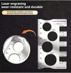 Resim AURİZEX Paslanmaz Çelik Vida ve Civata Ölçüm Aleti Vida Boy Ölçüm Cetveli 