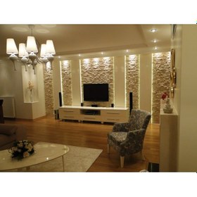 Resim Klasık Traverten Fileli Patlatma Taş Duvar Kaplaması Doğal Taşlar 